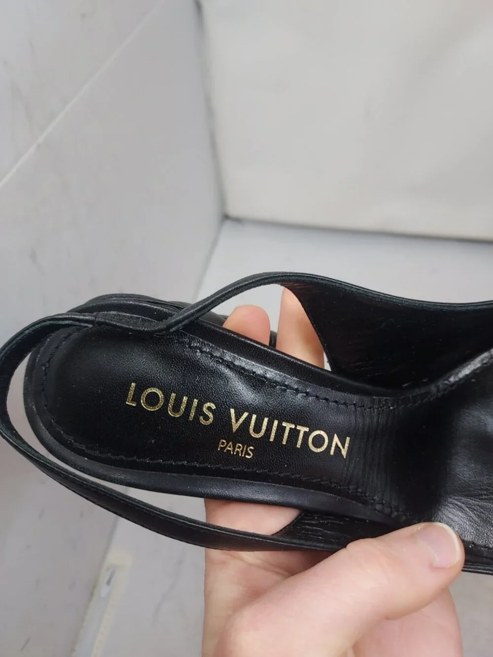 Louis Vuitton LV Logo Black Shake Slingback Pump
